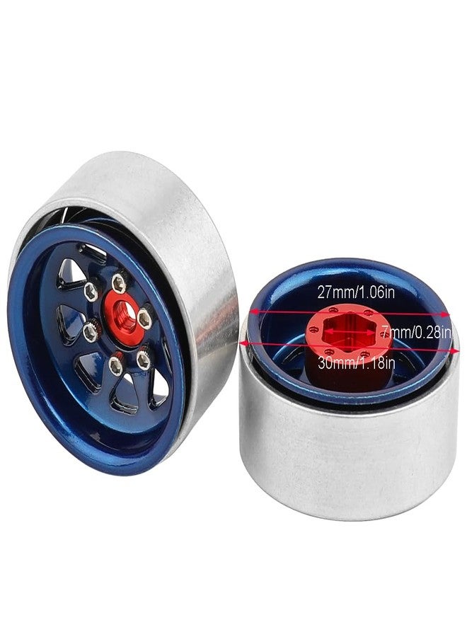 Pothyes 1.0 Beadlock Wheel -3.78mm Offset Wheel Rims for 1/18 1/24 RC Crawler Car Axial AX24 SCX24 FMS FCX24 TRX4M Upgrades (Dark Blue) - Image 2